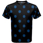 Polka Dots - Dark Cerulean on Black Men s Cotton Tee