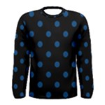 Polka Dots - Dark Cerulean on Black Men s Long Sleeve T-shirt