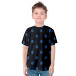 Polka Dots - Dark Cerulean on Black Kid s Cotton Tee