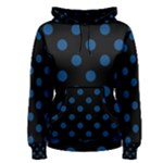 Polka Dots - Dark Cerulean on Black Women s Pullover Hoodie