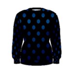 Polka Dots - Dark Cerulean on Black Women s Sweatshirt