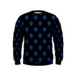 Polka Dots - Dark Cerulean on Black Kid s Sweatshirt