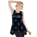 Polka Dots - Dark Cerulean on Black Side Drop Tank Tunic