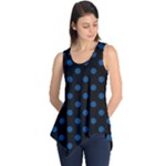 Polka Dots - Dark Cerulean on Black Sleeveless Tunic