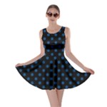 Polka Dots - Dark Cerulean on Black Skater Dress