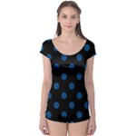 Polka Dots - Dark Cerulean on Black Boyleg Leotard (Ladies)