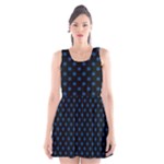 Polka Dots - Dark Cerulean on Black Scoop Neck Skater Dress