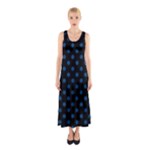 Polka Dots - Dark Cerulean on Black Full Print Maxi Dress