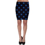 Polka Dots - Dark Cerulean on Black Bodycon Skirt