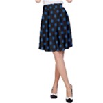 Polka Dots - Dark Cerulean on Black A-Line Skirt