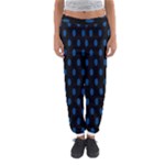 Polka Dots - Dark Cerulean on Black Women s Jogger Sweatpants