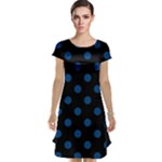 Polka Dots - Dark Cerulean on Black Cap Sleeve Nightdress