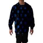 Polka Dots - Dark Cerulean on Black Hooded Wind Breaker (Kids)