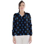 Polka Dots - Dark Cerulean on Black Wind Breaker (Women)