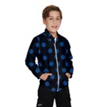 Polka Dots - Dark Cerulean on Black Wind Breaker (Kids)