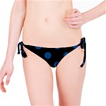 Polka Dots - Dark Cerulean on Black Bikini Bottom