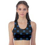 Polka Dots - Dark Cerulean on Black Women s Sports Bra