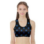 Polka Dots - Dark Cerulean on Black Women s Sports Bra with Border
