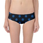 Polka Dots - Dark Cerulean on Black Classic Bikini Bottoms