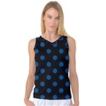 Polka Dots - Dark Cerulean on Black Women s Basketball Tank Top