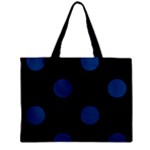 Polka Dots - Dark Cerulean on Black Zipper Mini Tote Bag