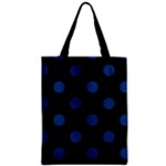 Polka Dots - Dark Cerulean on Black Zipper Classic Tote Bag