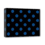 Polka Dots - Dark Cerulean on Black Deluxe Canvas 14  x 11  (Stretched)