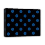 Polka Dots - Dark Cerulean on Black Deluxe Canvas 16  x 12  (Stretched)
