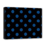 Polka Dots - Dark Cerulean on Black Deluxe Canvas 20  x 16  (Stretched)
