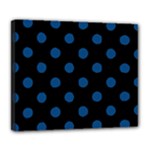 Polka Dots - Dark Cerulean on Black Deluxe Canvas 24  x 20  (Stretched)