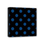 Polka Dots - Dark Cerulean on Black Mini Canvas 4  x 4  (Stretched)