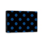Polka Dots - Dark Cerulean on Black Mini Canvas 6  x 4  (Stretched)