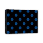 Polka Dots - Dark Cerulean on Black Mini Canvas 7  x 5  (Stretched)