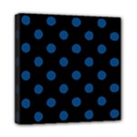 Polka Dots - Dark Cerulean on Black Mini Canvas 8  x 8  (Stretched)