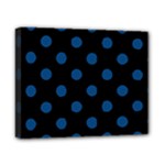Polka Dots - Dark Cerulean on Black Canvas 10  x 8  (Stretched)