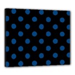 Polka Dots - Dark Cerulean on Black Canvas 24  x 20  (Stretched)