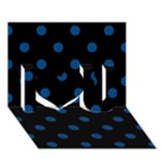 Polka Dots - Dark Cerulean on Black I Love You 3D Greeting Card (7x5)