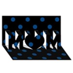 Polka Dots - Dark Cerulean on Black MOM 3D Greeting Card (8x4)