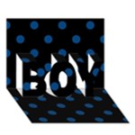 Polka Dots - Dark Cerulean on Black BOY 3D Greeting Card (7x5)