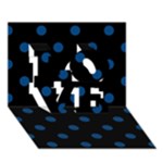 Polka Dots - Dark Cerulean on Black LOVE 3D Greeting Card (7x5)