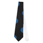 Polka Dots - Dark Cerulean on Black Necktie (One Side)