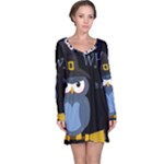 Halloween witch - blue owl Long Sleeve Nightdress