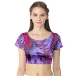 Freaky Friday Red  Lilac Short Sleeve Crop Top (Tight Fit)