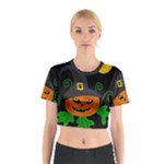 Halloween witch pumpkin Cotton Crop Top