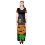Halloween witch pumpkin Short Sleeve Maxi Dress