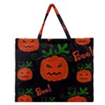 Halloween pumpkin pattern Zipper Large Tote Bag