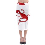 Red lizard Midi Pencil Skirt