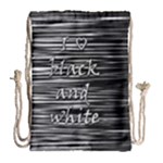 I love black and white Drawstring Bag (Large)