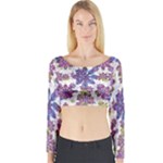 Stylized Floral Ornate Long Sleeve Crop Top