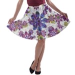 Stylized Floral Ornate A-line Skater Skirt